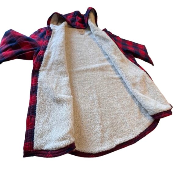 Boston Traders Hooded Flannel Shacket XL Buffalo Plaid Sherpa Lined Pockets - Picture 5 of 11